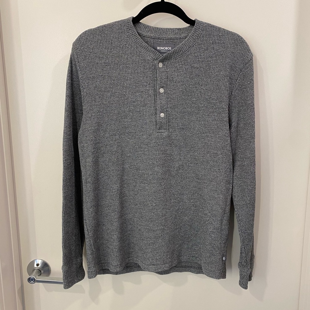 Bonobos Men's Charcoal Long Sleeve Henley